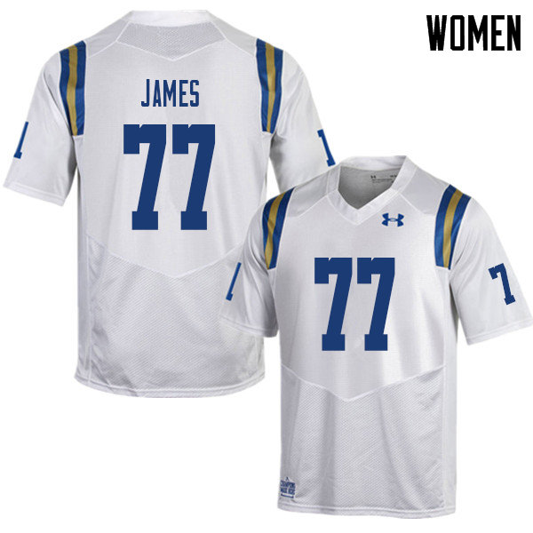Women #77 Andre James UCLA Bruins College Football Jerseys Sale-White - Click Image to Close